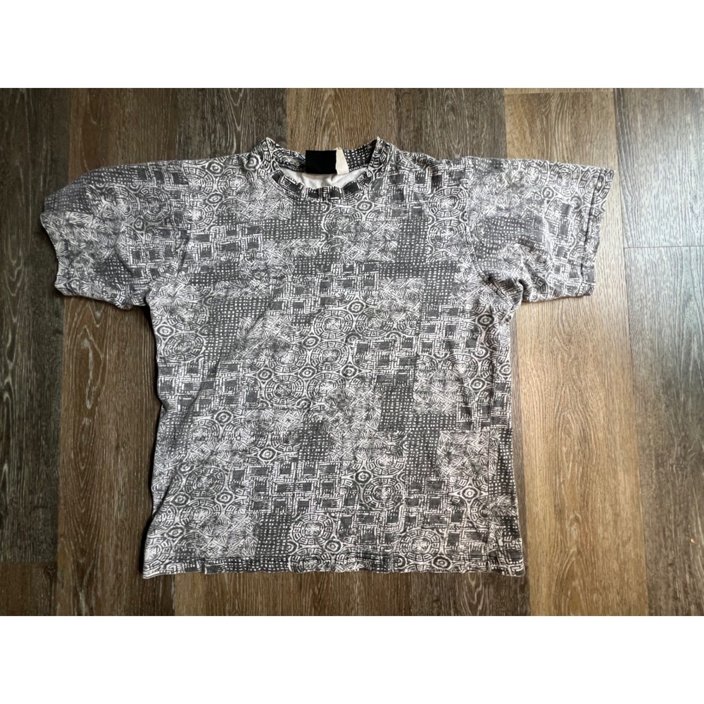 Fast Breakers T-Shirt Mens XL Gray Tribal Aztec All Over Print Vintage 90s Tee